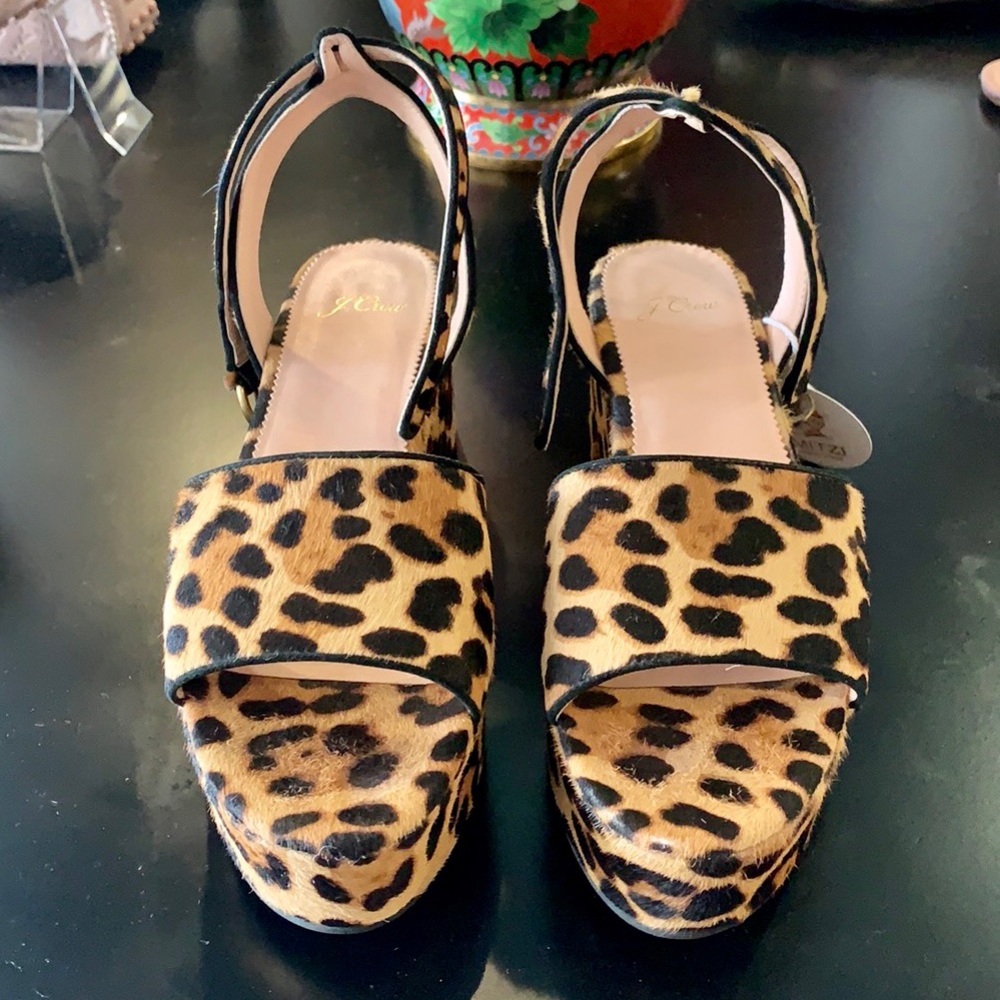 J.Crew Leopard Flatform Sandals